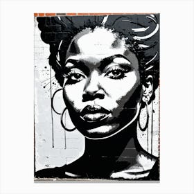 Vintage Graffiti Mural Of Beautiful Black Woman 58 Canvas Print
