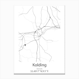 Kolding,Denmark Minimalist Map Canvas Print