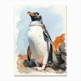 Humboldt Penguin Deception Island Watercolour Painting 1 Canvas Print