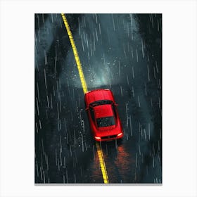 Car Driving In The Rain 4 Canvas Print