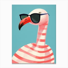 Little Flamingo Wearing Sunglasses Canvas Print