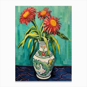 Flowers In A Vase Still Life Painting Gaillardia 2 Canvas Print