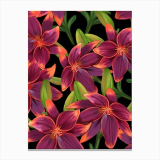 Cute Lilies Pattern Canvas Print