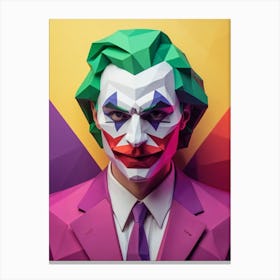Joker Portrait Low Poly Geometric (17) Canvas Print
