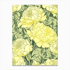 Cottage Gardens Peonies 3 Yellow Drawing Canvas Print
