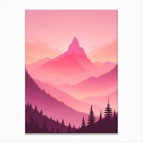 Misty Mountains Vertical Background In Pink Tone 5 Canvas Print