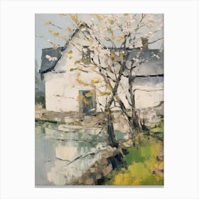 Small Cottage And Trees Lanscape Painting 4 Canvas Print
