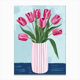 Pink Tulips In A Vase 1 Canvas Print