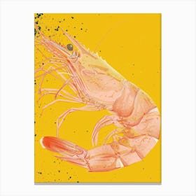 Shrimp On Yellow Background 2 Canvas Print