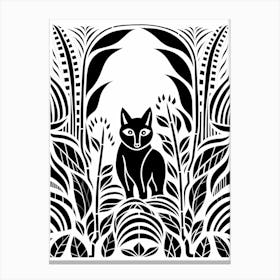 Linocut Fox Card Illustration 4 Canvas Print