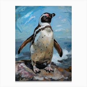 Adlie Penguin Robben Island Oil Painting 2 Canvas Print