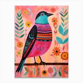 Pink Scandi Cowbird 1 Canvas Print