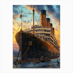 Titanic Ship Bow Illustration 2 Canvas Print