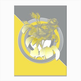 Vintage Provence Rose Botanical Geometric Art in Yellow and Gray n.474 Canvas Print