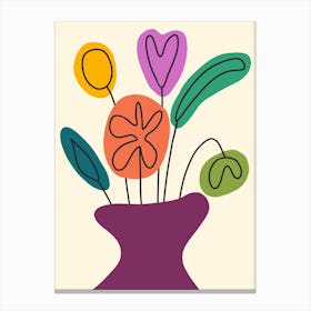 Mod Flowers In Vase Canvas Print