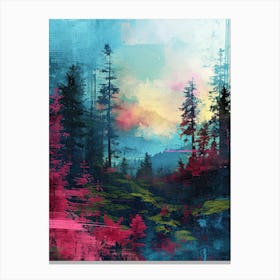 Abstract Forest | Pixel Art Series Canvas Print