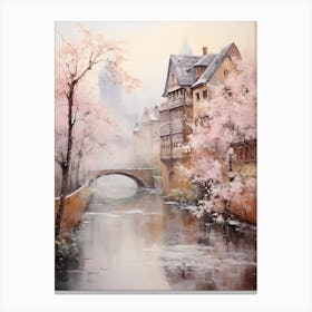 Dreamy Winter Painting Strasbourg France 3 Canvas Print