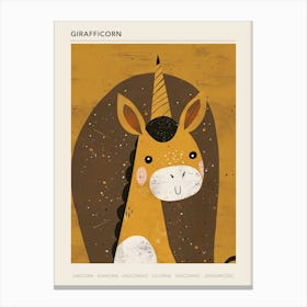 Giraffe Unicorn Muted Pastels Mustard Poster Canvas Print