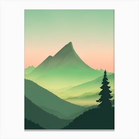 Misty Mountains Vertical Composition In Green Tone 24 Canvas Print