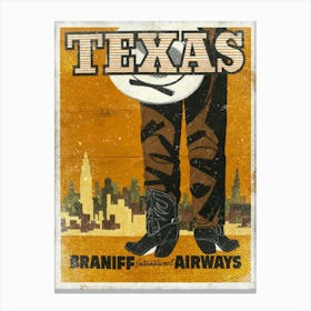 Vintage Travel Poster ― Texas Braniff International Airways Canvas Print