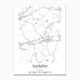 Iserlohn,Germany Minimalist Map Canvas Print