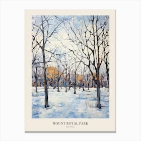 Winter City Park Poster Mount Royal Park Montreal Canada 3 Canvas Print
