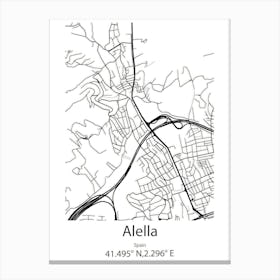 Alella,Spain Minimalist Map Canvas Print