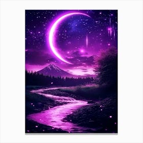 Purple Sky With Stars Canvas Print