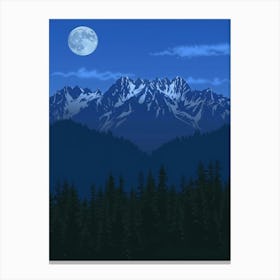 Moonlight Over Mountains 4 Canvas Print