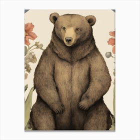 Bear In Bloom Canvas Print