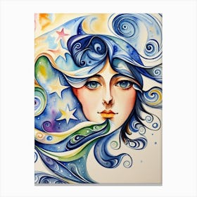 Watercolor Of A Woman Canvas Print