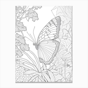 Butterfly In Botanical Gardens William Morris Inspired 1 Canvas Print