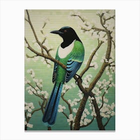 Ohara Koson Inspired Bird Painting Magpie 1 Canvas Print