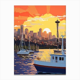 Seattle Washington Retro Pop Art 3 Canvas Print