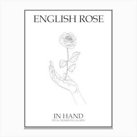 English Rose In Hand Line Drawing 4 Poster Canvas Print