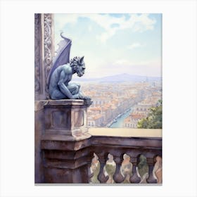 Gargoyle Watercolour In Rome 2 Canvas Print