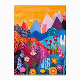 Colorful Landscape With Mountain and Flowers 17 Canvas Print