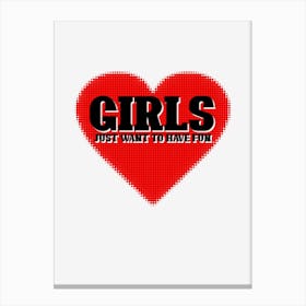 Girls just want to have fun! 80s inspired pixelated heart design Canvas Print