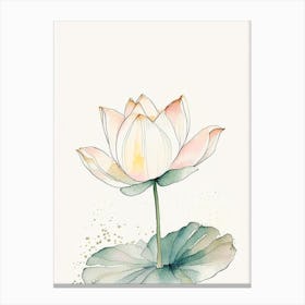 Lotus Flower In Garden Minimal Watercolour 1 Canvas Print