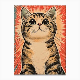Munchkin Cat Relief Illustration 4 Canvas Print