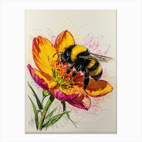 Bee On A Flower 1 Canvas Print