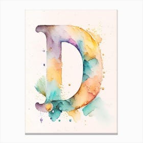 D, Letter, Alphabet Storybook Watercolour 1 Canvas Print