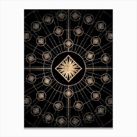 Geometric Glyph Radial Array in Glitter Gold on Black n.0301 Canvas Print