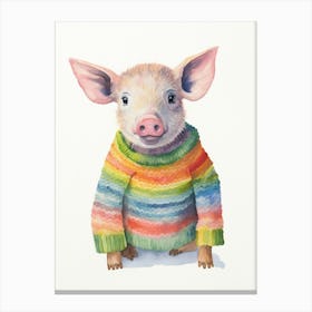 Baby Animal Wearing Sweater Pig 2 Canvas Print