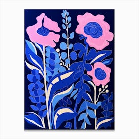 Blue Flower Illustration Foxglove 4 Canvas Print