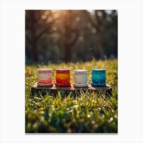 Jars In The Grass Canvas Print