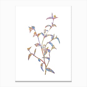 Stained Glass Commelina Africana Mosaic Botanical Illustration on White n.0136 Canvas Print