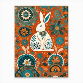 Bunny Folk art, 1452 Canvas Print