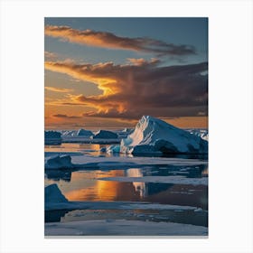 Icebergs At Sunset Canvas Print