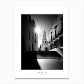 Poster Of Murcia, Spain, Black And White Analogue Photography 4 Canvas Print